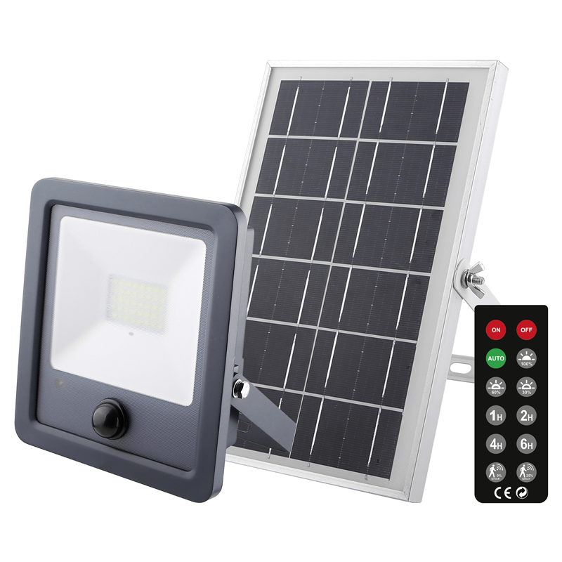 WORKLIGHT projecteur à LED solaire 50W gris avec PIR 120° 6-8m