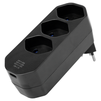 Mehrfachadapter MANTA 3xT13 + 1xUSB-C PD drehbar 320° sw