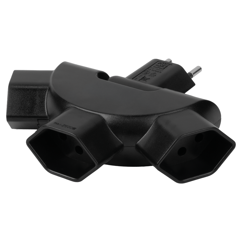Mehrfachadapter PEACOCK 3xT13 kippbar 180° sw