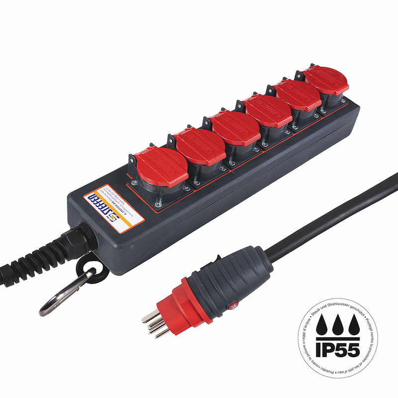 Presa multipla PROFESSIONAL 6xT25 GdV 5x2.5mm2 5m IP55 nr/ro