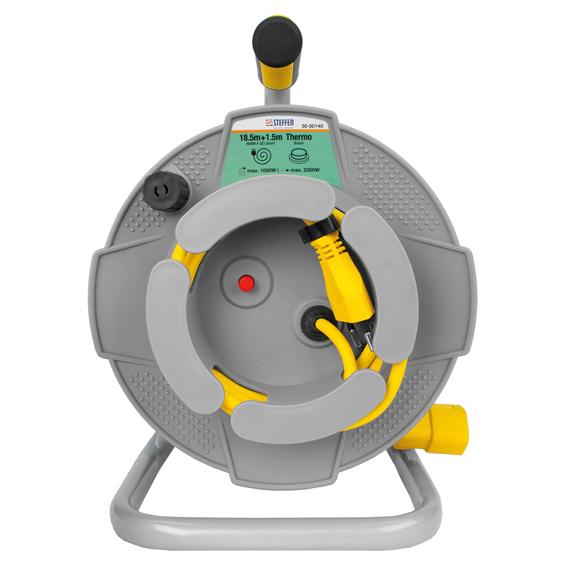 Enrouleur de câble en plastique T12/T13 Td 3x1mm² 18,5m+1,5m gr/jn