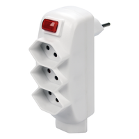 Adaptateur multiple SWING 3+1xT13 rotatif 300° avec interrupteur bl