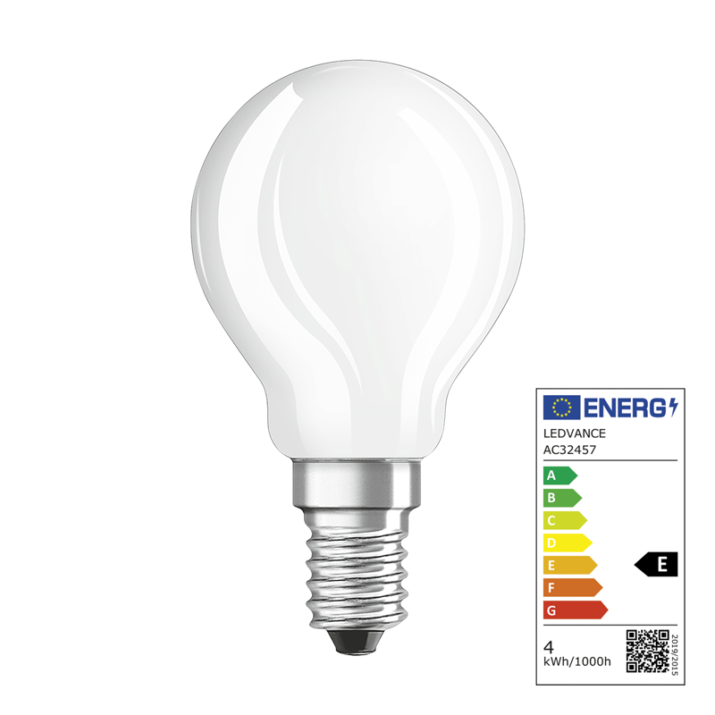 Osram LED Base Classic P vetro E14 240V 4W 470lm smerigliata WW box con 3 pz.