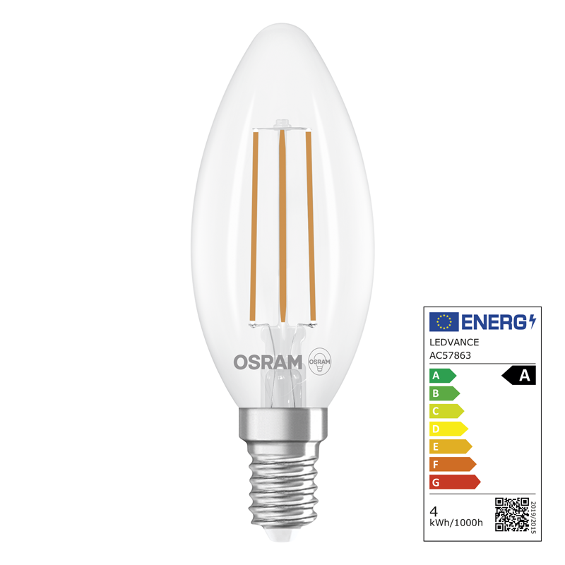 Osram LED Classic B E14 240V 3.8W 806lm WW