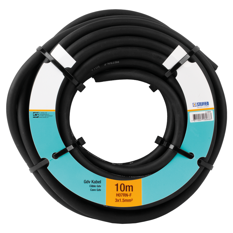Câble Gdv 3x1.5mm² LNPE noir bague 10m