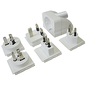 Reiseadapter-Set Europa - World 3-polig max. 6.3A mit Sicherung ws