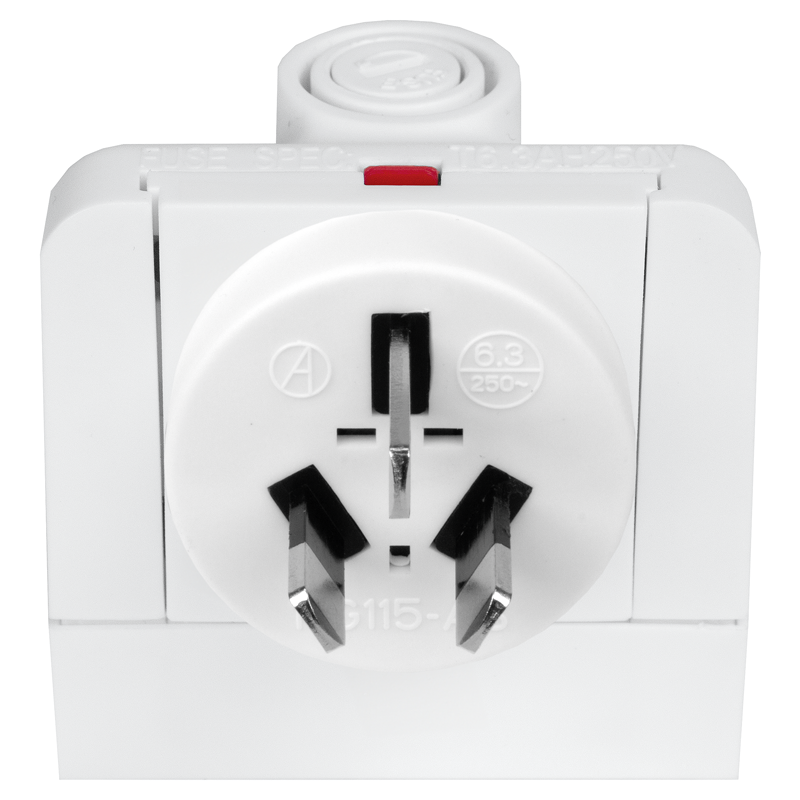 Reiseadapter-Set Schweiz - World 3-polig max. 6.3A mit Sicherung ws