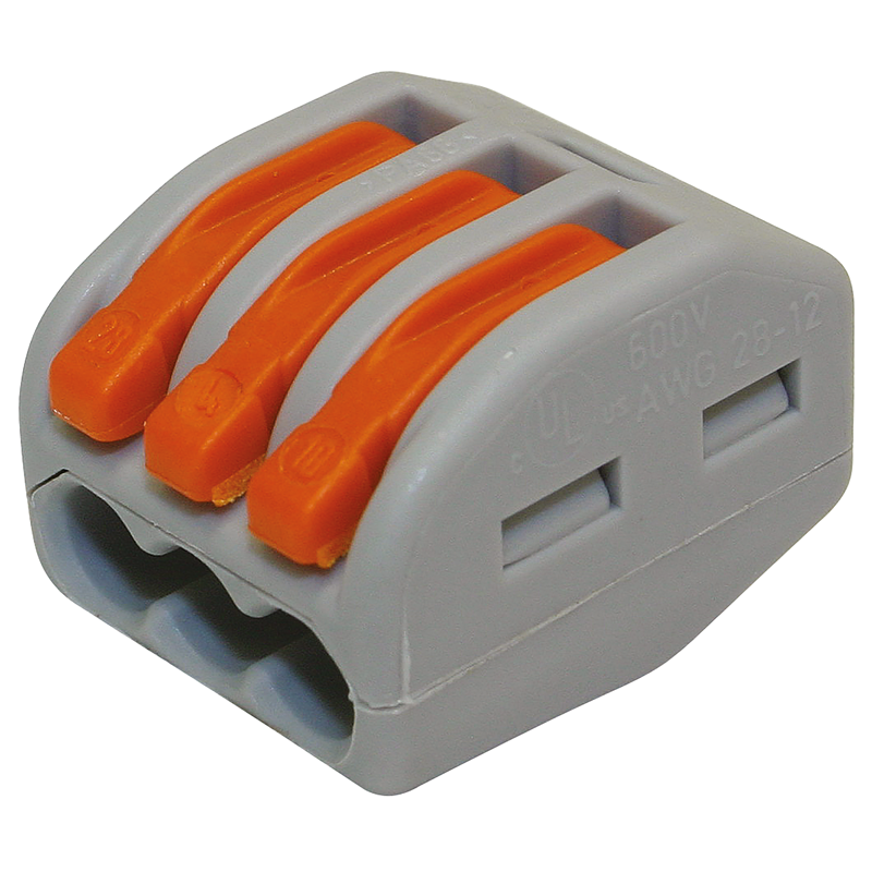 Morsetto a innesto CLASSIC 3x 0.08-4mm2 con leva di comando gr/ar PU 50 pz.