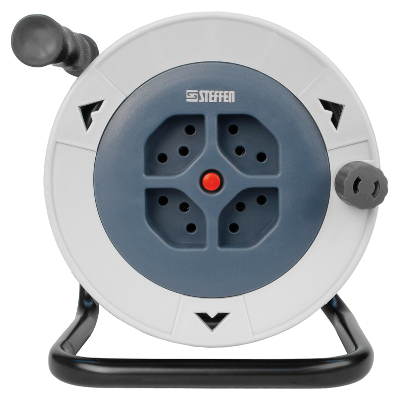 Avvolgicavo in plastica con maniglia 4xT13 Td 3x1mm² 15m grigio/blu