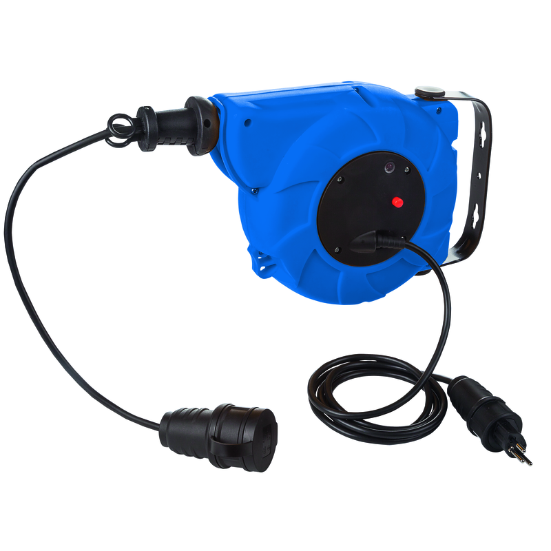 Avvolgicavo retrattile 1xT13 Td 3x1.5mm2 5m con spina T12 bl/nr