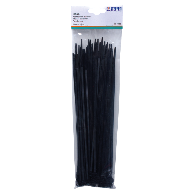 Fascette nero 280mm x 4.8mm, 100 pzi.