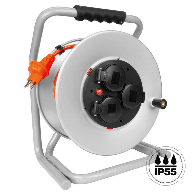 Avvolgicavo in metallo 3xT13 IP55 SteffenFLEX PUR 3x1mm² 40m gr/nr