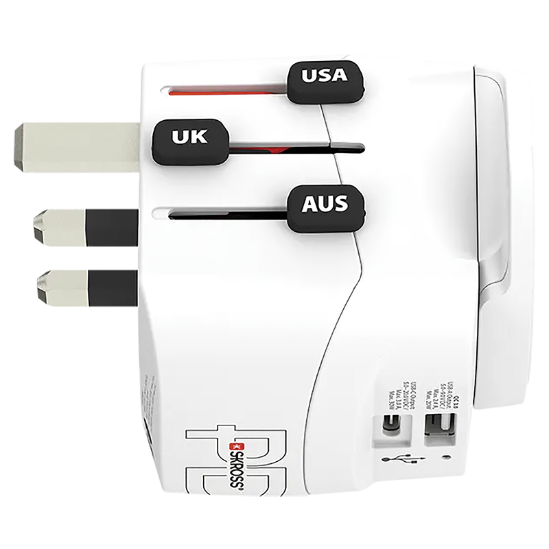 SKROSS Adaptateur de voyage Monde - Monde 3 pôles max. 7A bl