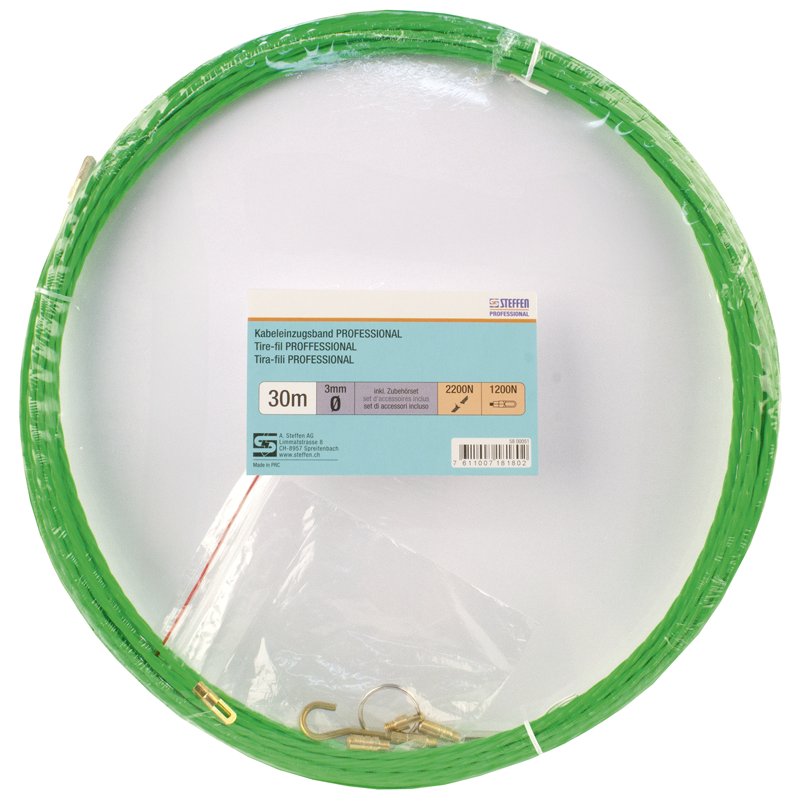 Tire-fil PROFFESSIONAL 30m Ø 3mm avc ressort de recherche + jeu d'accessoires vt