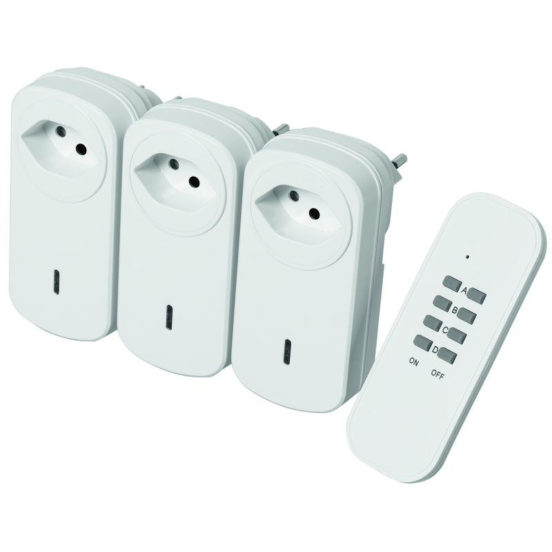 POWER REMOTE Set radio avec 3x fiches intermédiaires + émetteur (max. 1000W) bl