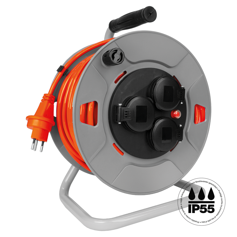 Avvolgicavo in plastica 3xT13 IP55 SteffenFLEX PUR 3x1mm² 25m gr/nr