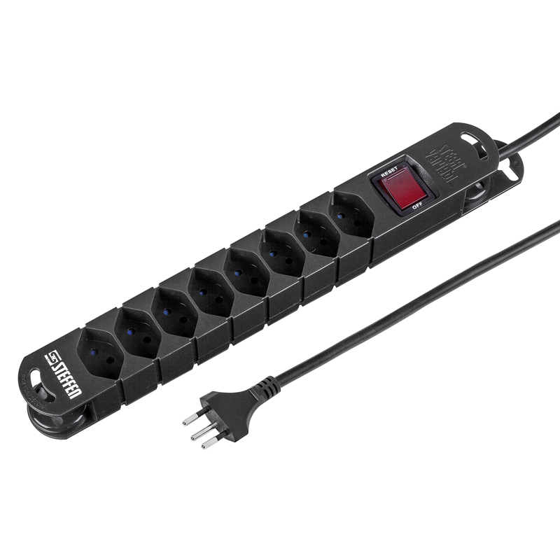 Steckdosenleiste VARIABL 8xT13 5m mit Schalter und Haftmagnete sw