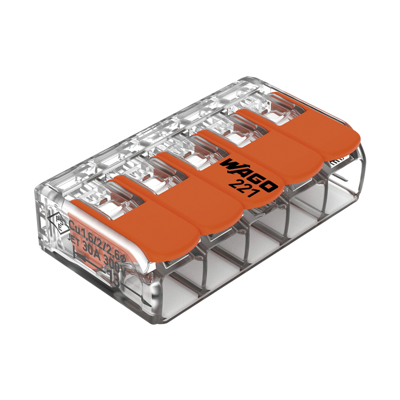 Borne à fiche COMPACT 5x 0.5-6mm2 avec levier de commande tr/or UE 6 pcs.