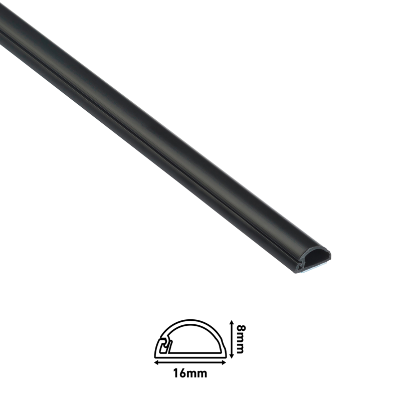 D-Line Kabelkanal halbrund 16x8mm 2m schwarz