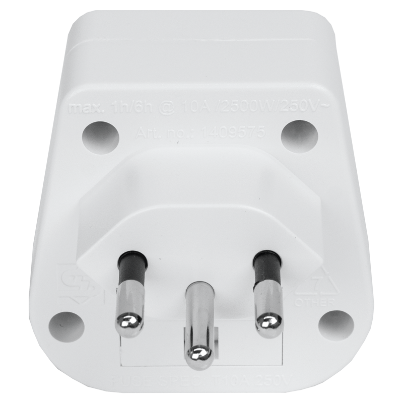 Adaptateur de voyage UK - Suisse 3 pôles max. 10A avec fusible bl