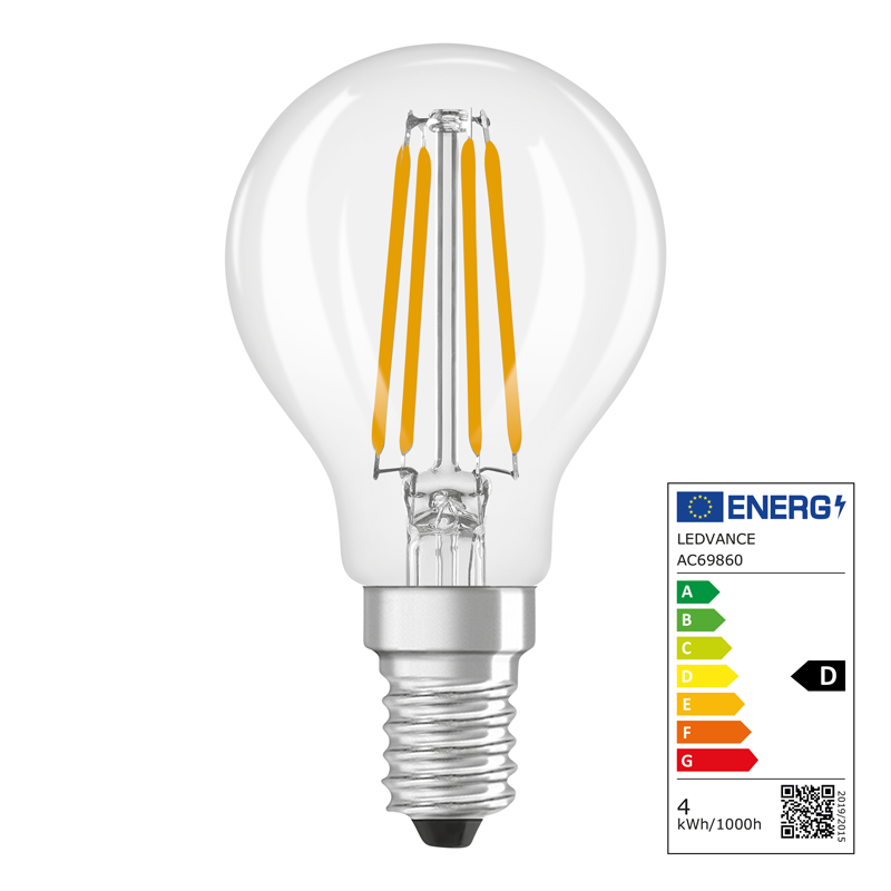 Osram LED Superstar Retrofit Classic P Filament E14 240V 3.4W 470lm WW