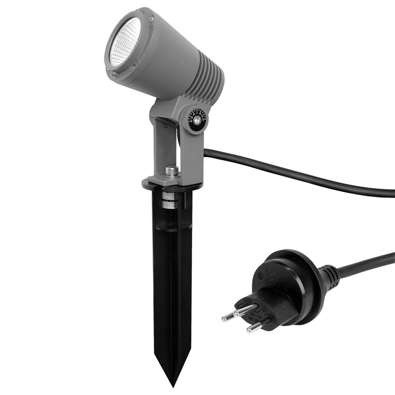 GardenLine spot avec lampe LED 7.2W, 646lm, 3000K, H05RN-F 3G1mm², Fiche T13