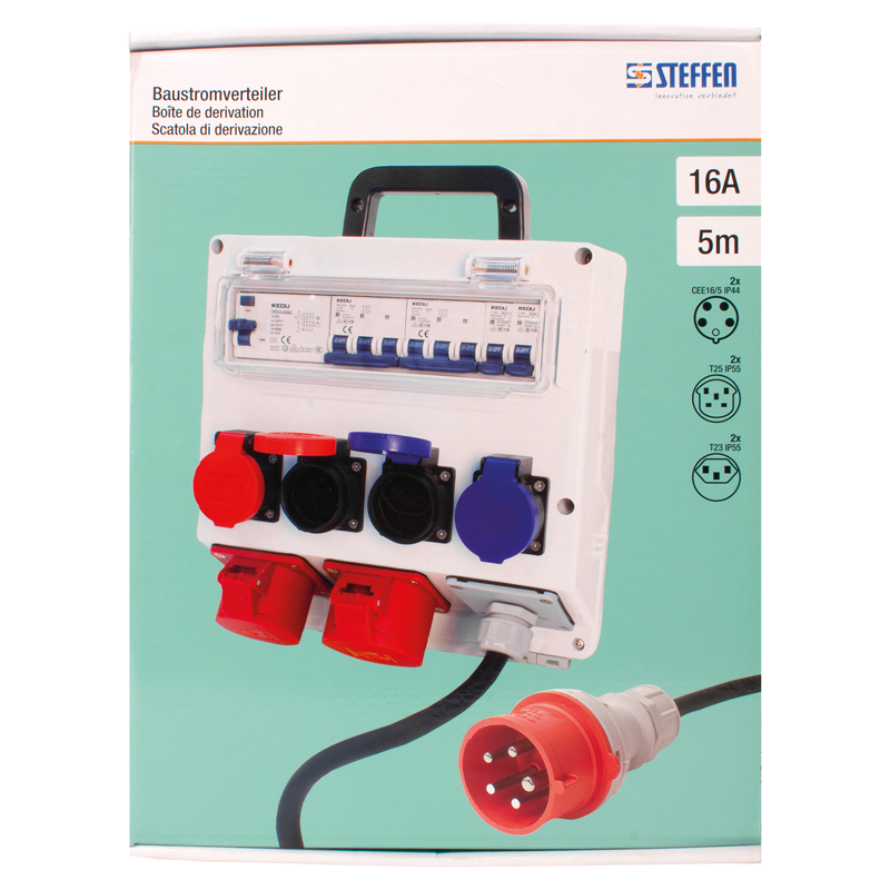 Distributeur de courant 16A IP44 équipé avec 5m Gdv cablé