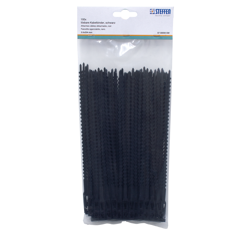 Fascette nera 234mm x 5.5mm sganciabile, Pack à 100 pz.