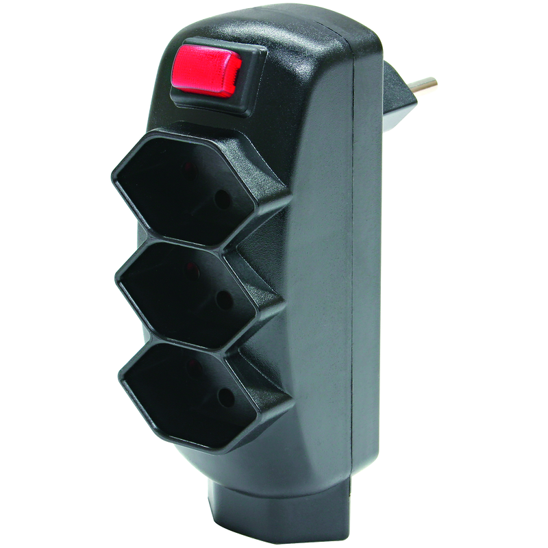 Adaptateur multiple SWING 3+1xT13 rotatif 300° avec interrupteur nr