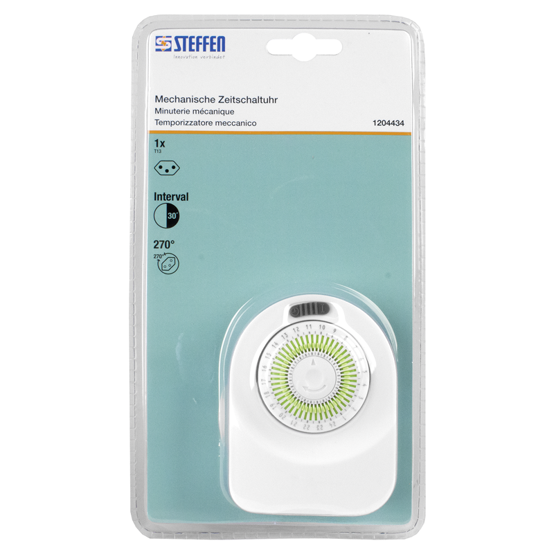 Timer mechanisch 24h-Zyklus / Schaltabstand 30min / Stecker 270° drehbar ws