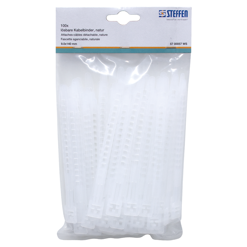 Fascette naturale 140mm x 9.0mm sganciabile, Pack à 100 pz.