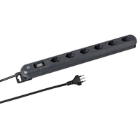 Steckdosenleiste LINEA PLUS 6xT13 3m mit Schalter und Haftmagnete sw