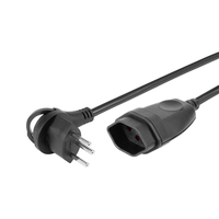 Verlängerungskabel schwarz Td 3x1mm² 0.25m T12-T13 mit Flach-Winkelstecker