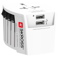 SKROSS Reiseadapter MUV World - World + 2xUSB-A 2-polig max. 2.5A mit Sicherung
