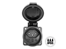 Einbausteckdose 1xT13 (10A/250V) IP55 schwarz