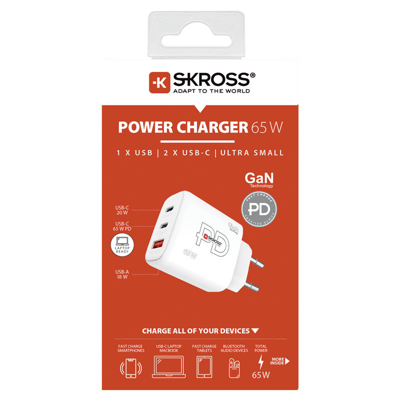 SKROSS Adaptateur de charge 1xUSB-A + 2xUSB-C max. 7.8A bl