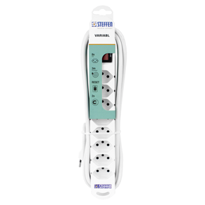 Steckdosenleiste VARIABL 8xT13 3m mit Schalter und Haftmagnete ws