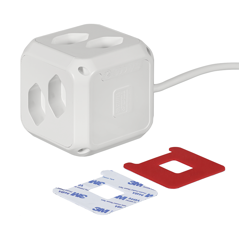Steckdosenwürfel CUBE 8xT13 + 2xUSB-A 12W 1.5m mit integr. Feinsicherung ws