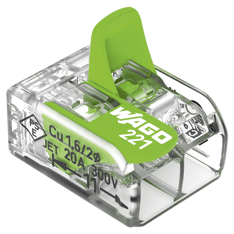 WAGO Borne à fiche COMPACT Green Range 2x 0.14-4mm² avec levier de commande