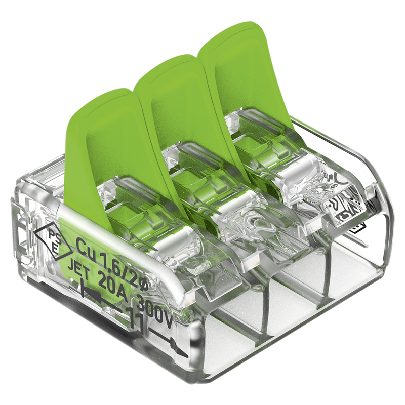 WAGO Borne à fiche COMPACT Green Range 3x 0.14-4mm² avec levier de commande