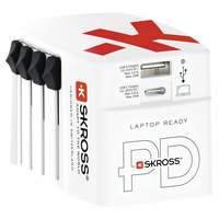 SKROSS Reiseadapter World + 2x USB, 3-polig, max. 4.8A, mit Sicherung, ws