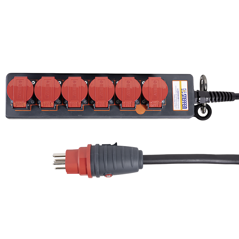 Multiprise PROFESSIONAL 6xT25 GdV 5x2.5mm2 5m IP55 nr/ro