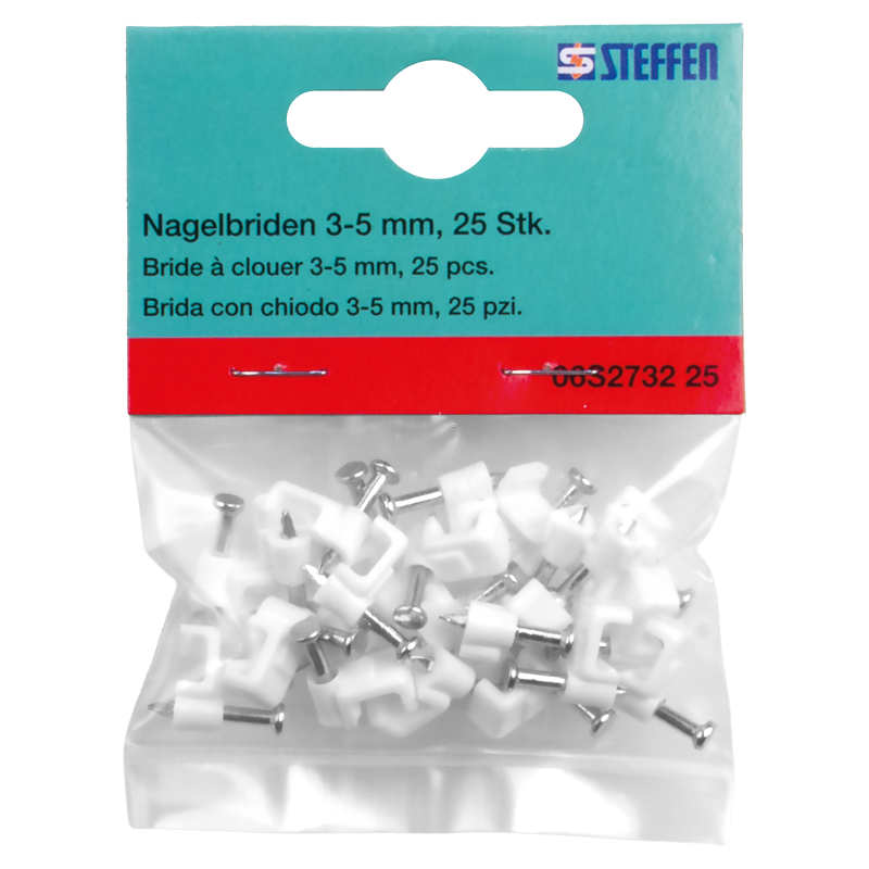 Brida con chiodo 3-5mm bianco 25 pzi.
