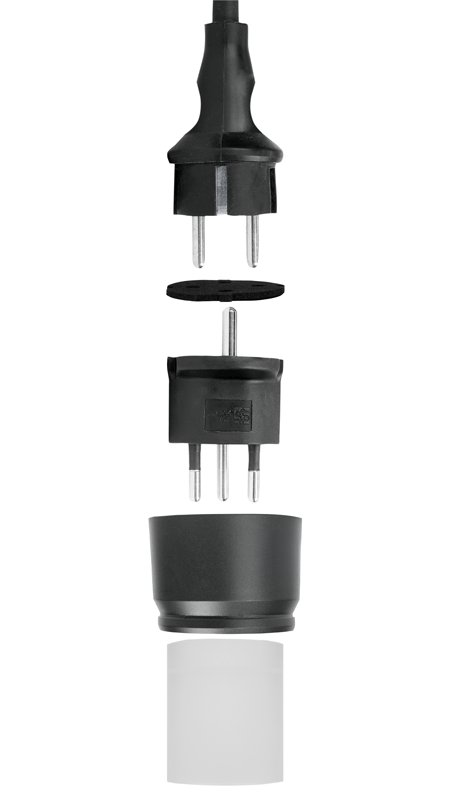 FIX Adapter Deutschland CEE7/7 - Schweiz T12 3-polig sw VPE 100 Stk.