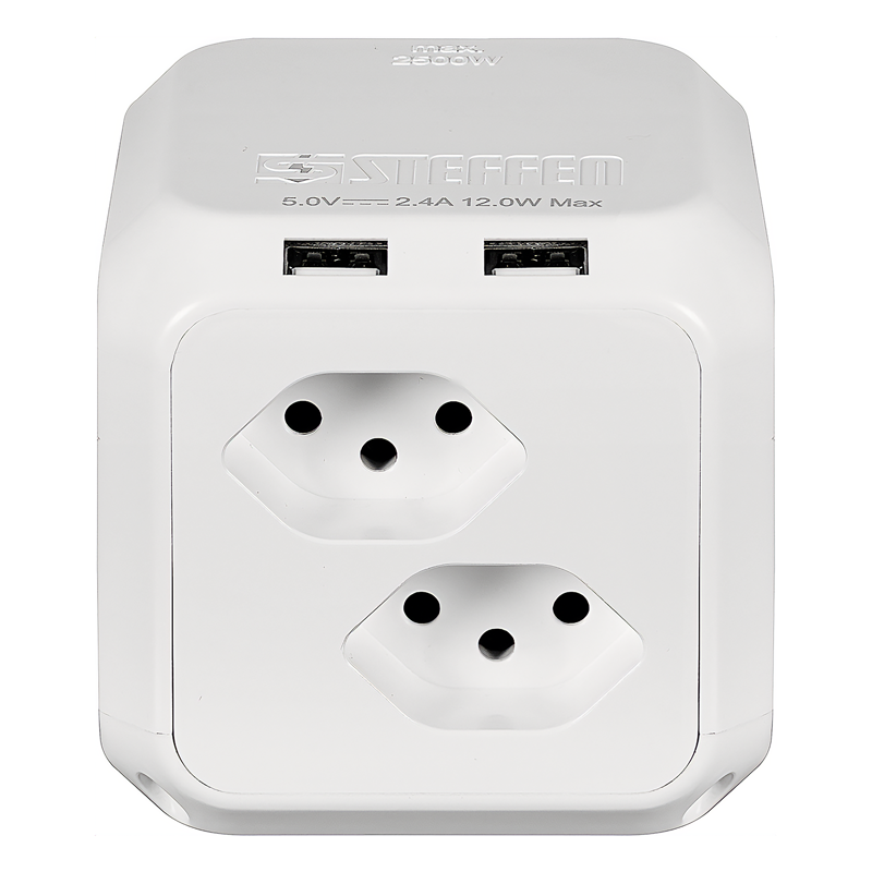 Steckdosenwürfel CUBE 8xT13 + 2xUSB-A 12W 1.5m mit integr. Feinsicherung ws