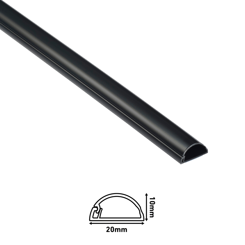 Goulotte de câblage semi-circulaire D-Line 20x10mm 2m noir