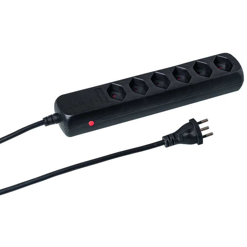 Steckdosenleiste POWER EASY 6xT13 1.5m mit Reset-Button sw