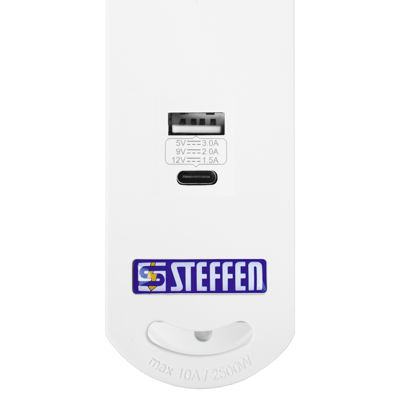 Steckdosenleiste VARIABL 6xT13 + 1xUSB-A + 1xUSB-C PD 18W 3m mit Schalter ws