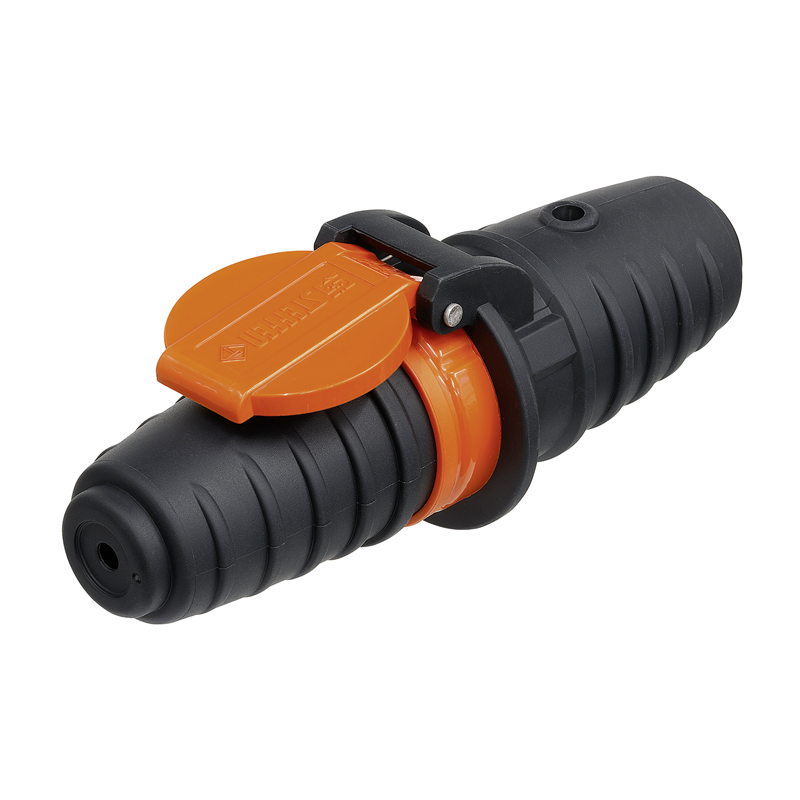 Stecker T15 IP55 anthrazitgrau/orange mit EAN