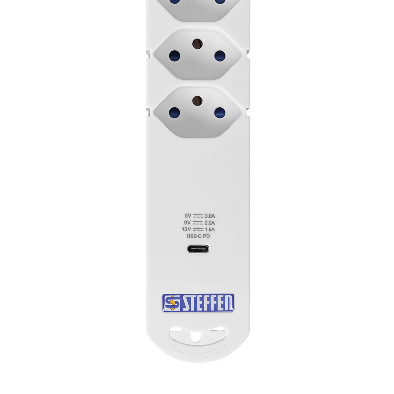 Presa multipla VARIABL 6xT13 + 1xUSB-C PD 18W 3m con interruttore bi
